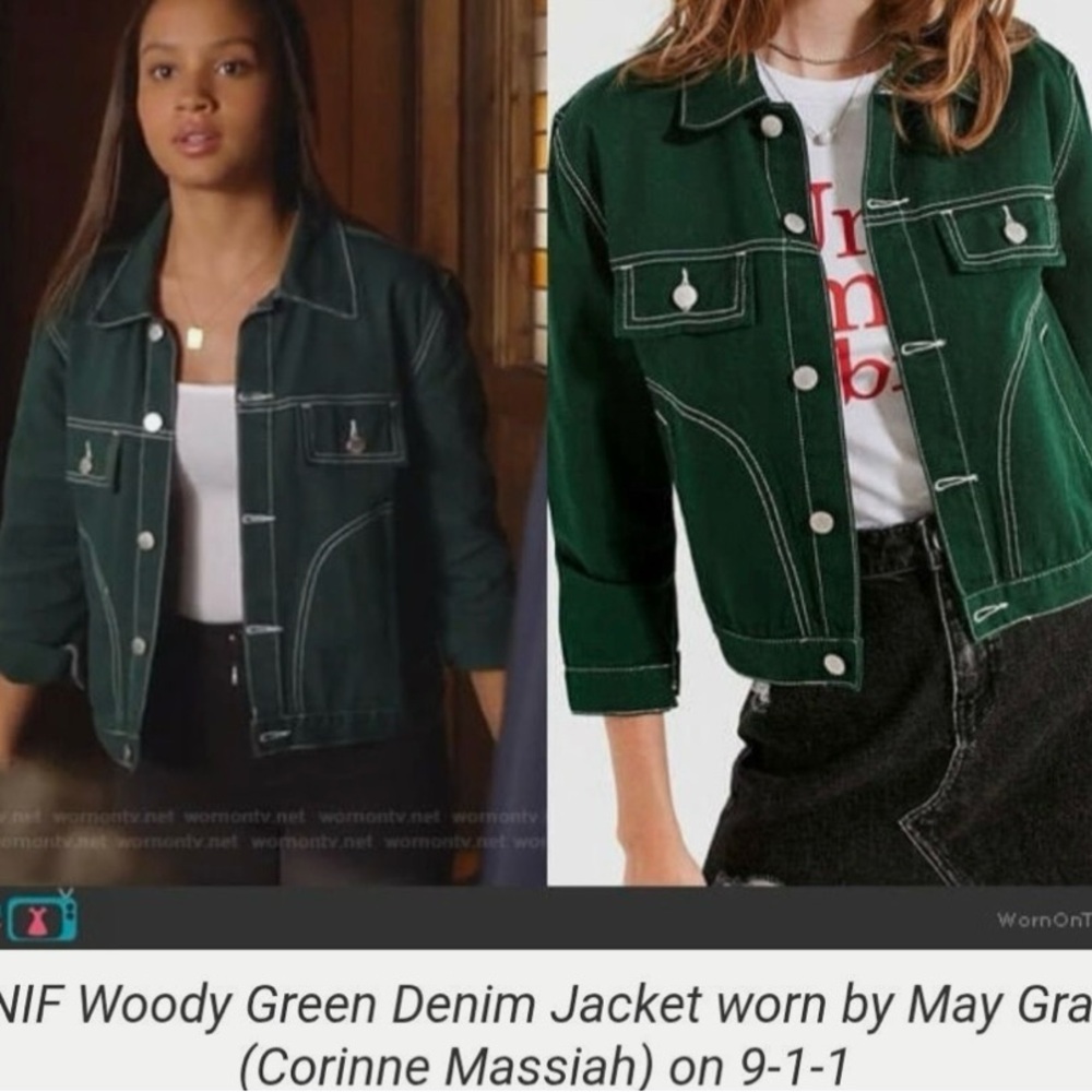 UNIF NWT denim jacket holy green 3/4 sleeve ASO TV movies size M